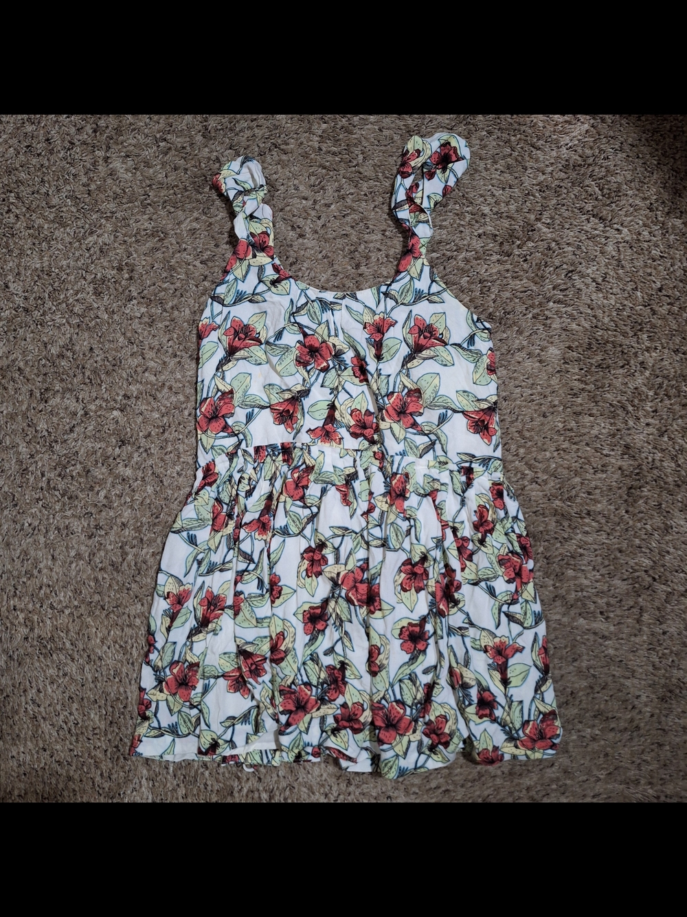 Free People "Dear You" Boho Floral Ruffle Mini Dress w/ Pockets - Size S